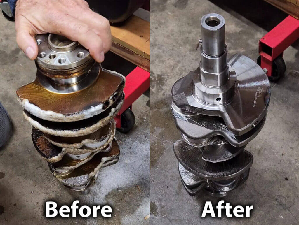 Oven Cleaner Before & After on crankshaft