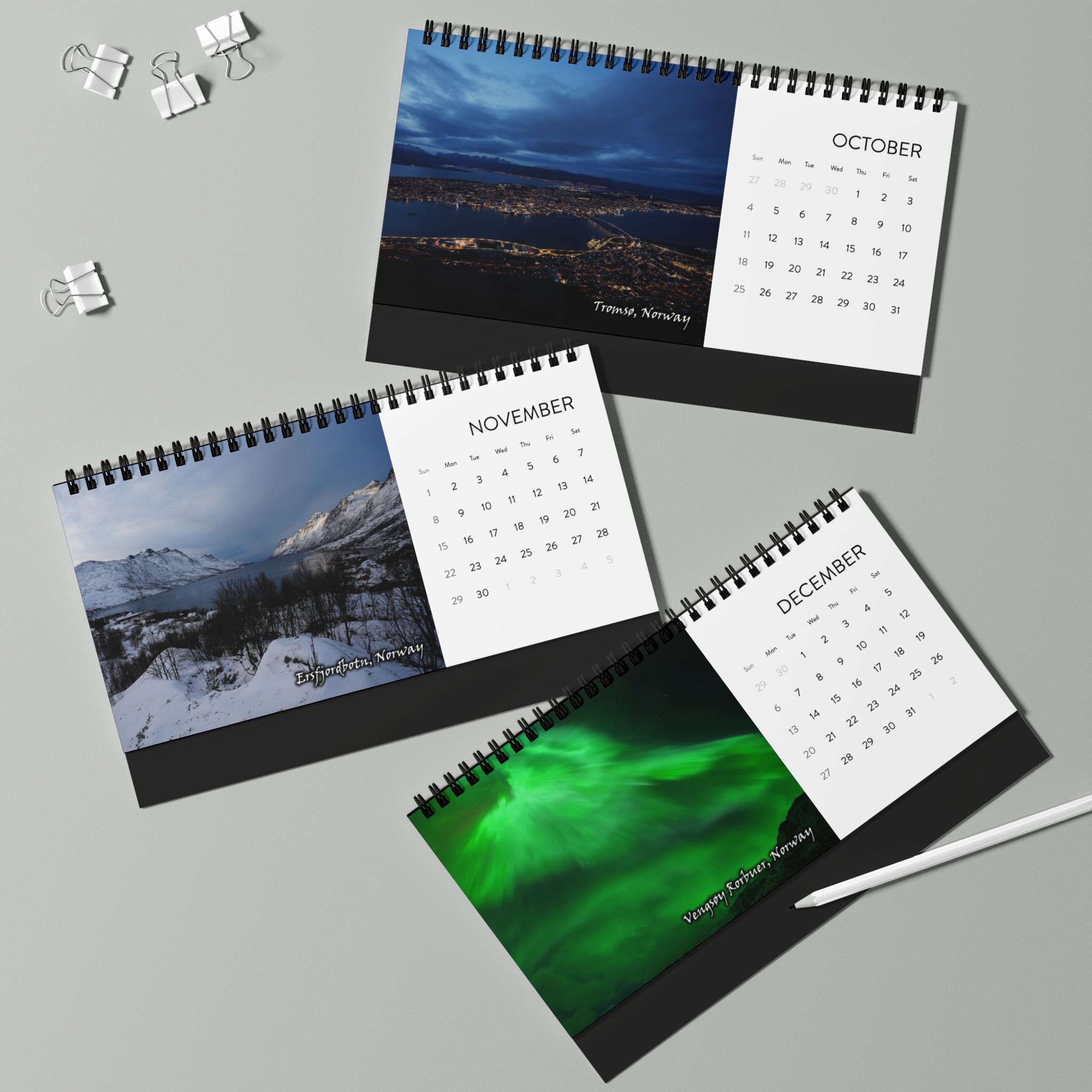 2026 Norway & Denmark Landscapes Desktop Calendar — Northern Lights - Image 6